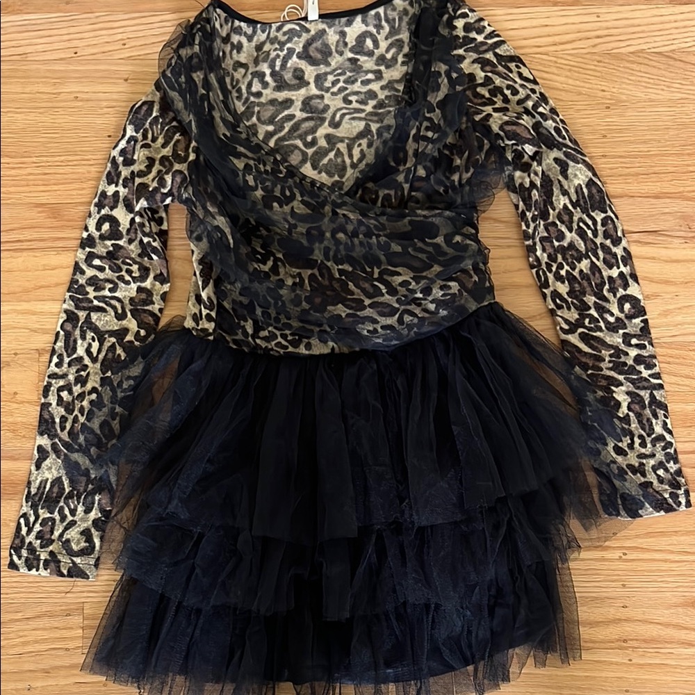 Leopard Print and Black Tulle Kids Costume